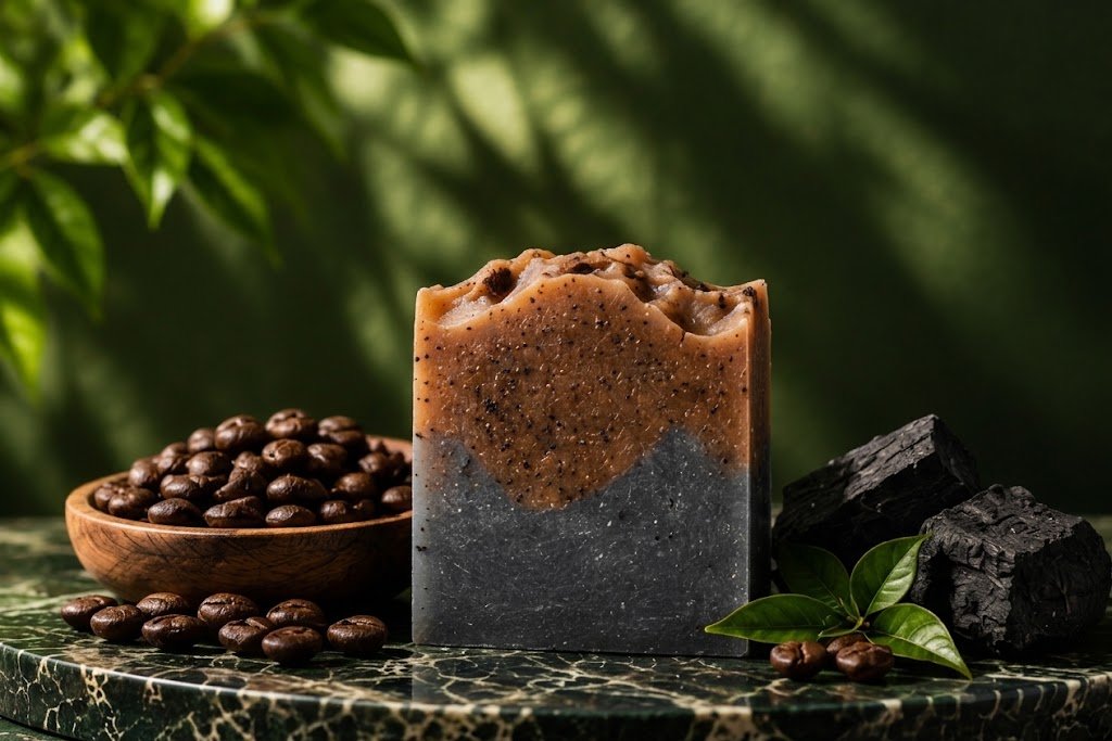 Charcoal + Coffee + Kojic Acid Cold-Process Soap
