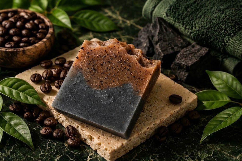 Charcoal + Coffee + Kojic Acid Cold-Process Soap - Image 4