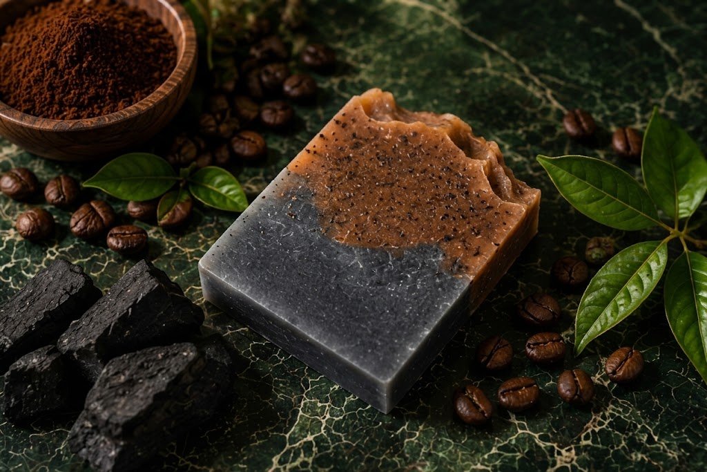 Charcoal + Coffee + Kojic Acid Cold-Process Soap - Image 3